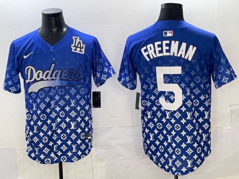 Men Los Angeles Dodgers 5 Freeman Blue Nike 2025 MLB jersey 08